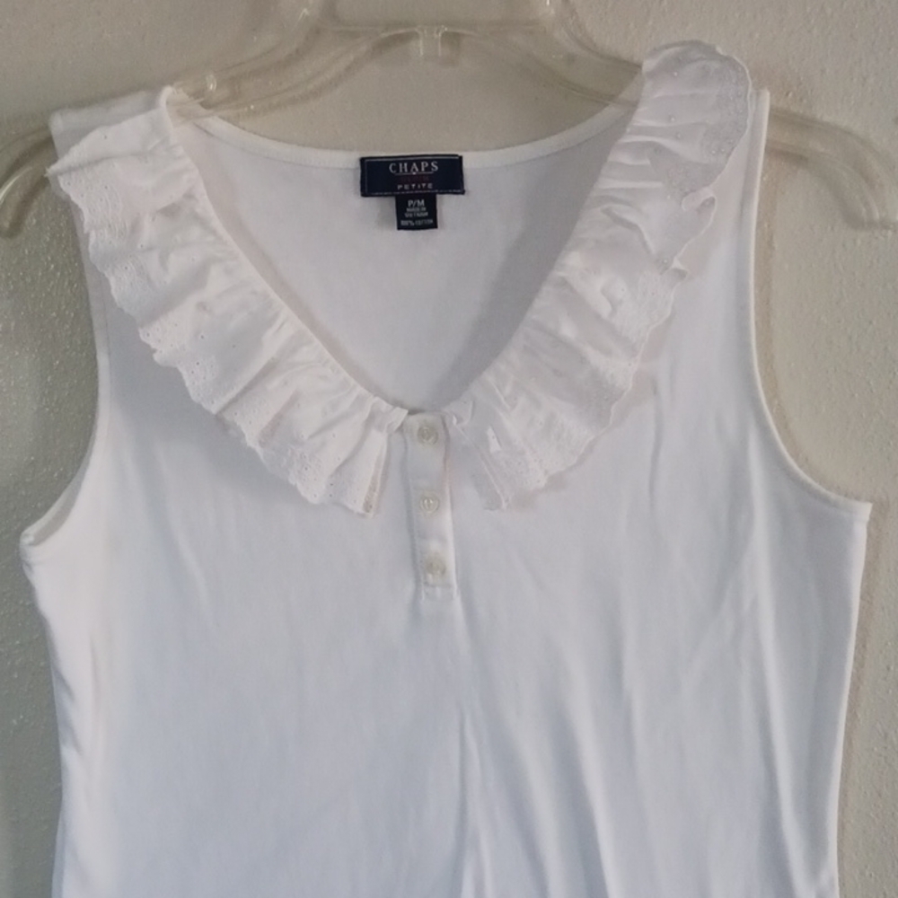Chaps V Neck Ruffle Tank - Picture 3 of 4